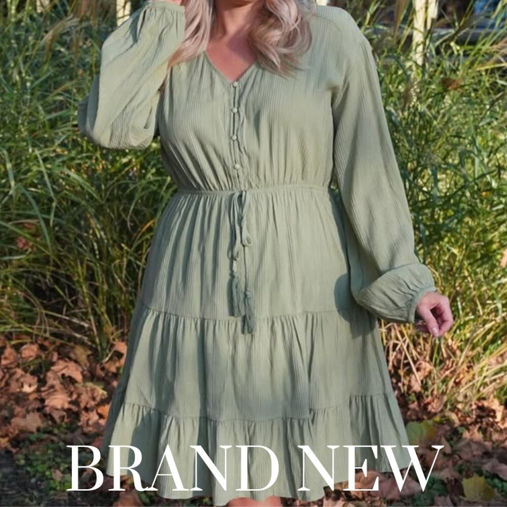 Gorgeous BoHo Hailey & Co. Sage Green Tiered Dress | Brand New